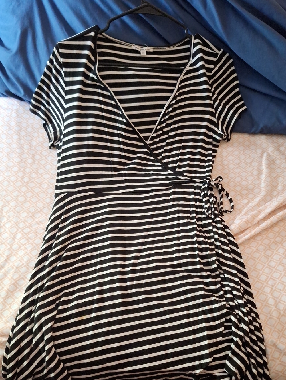 Charlotte Russe - Black and White Striped Wrap Dress